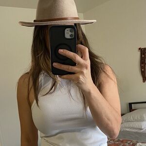 Elegant Beige Hat with Brown Accent